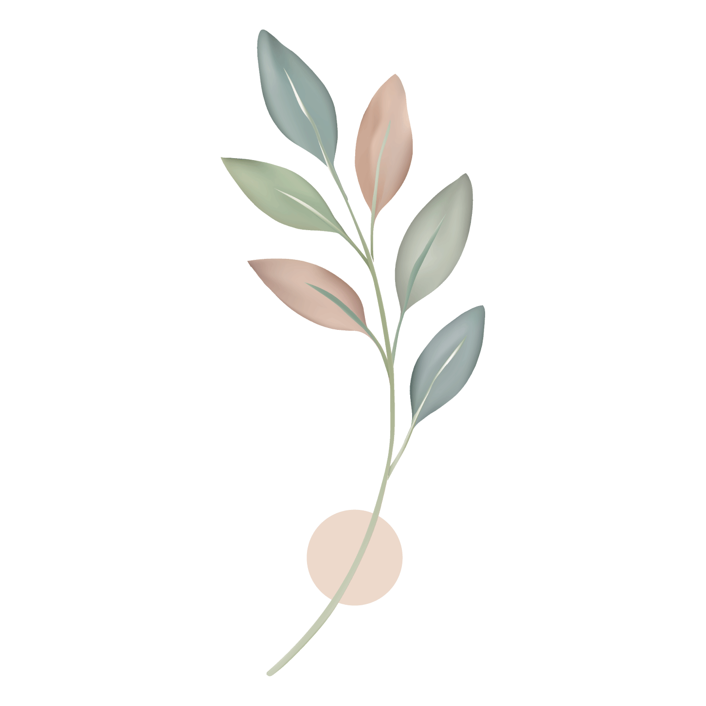 Botanical illustration from nurture with louise brand featuring pastel leaves and natural tones